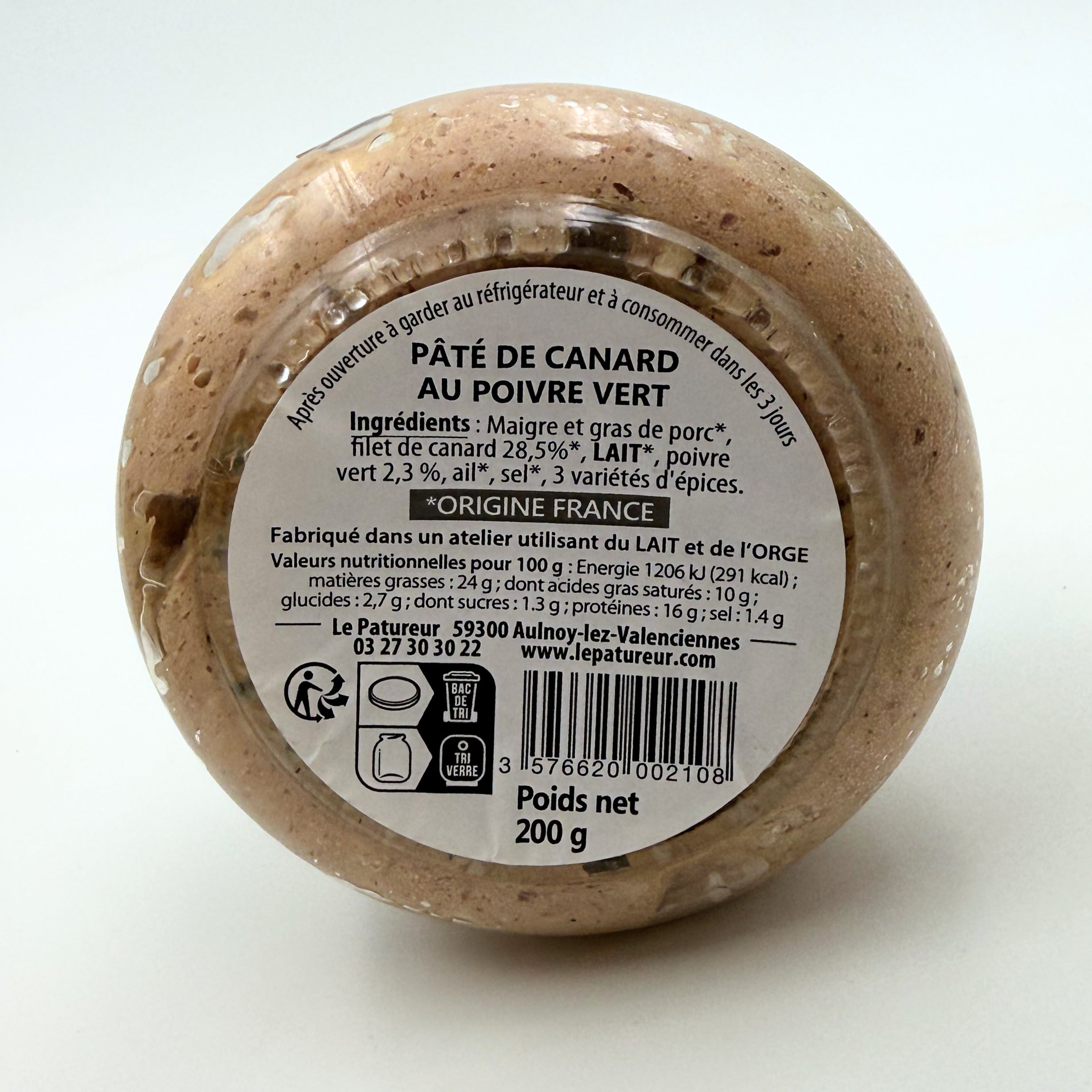 Pâté canard poivre vert  - Le Patureur - Nord - Hauts de France