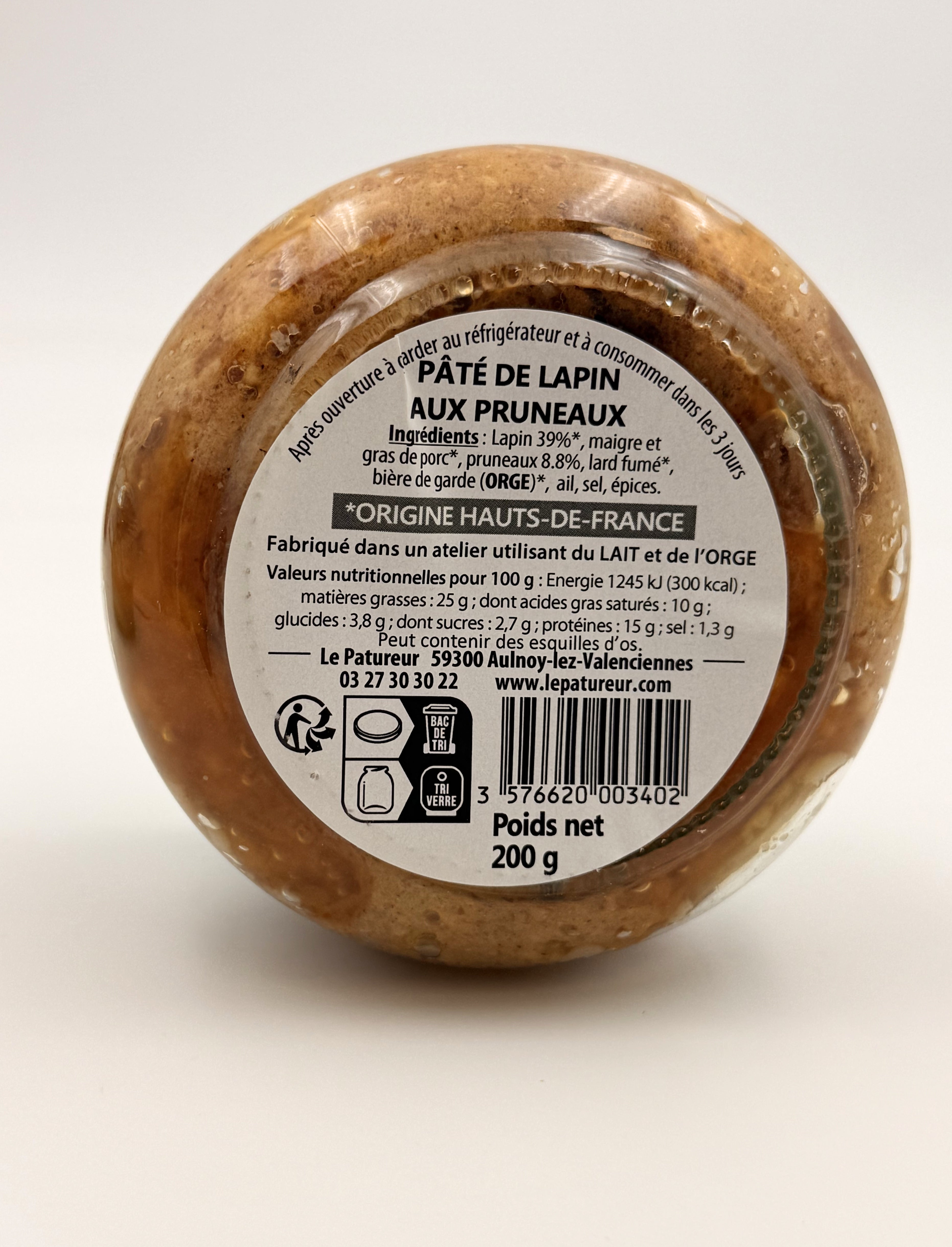 Pâté de Lapin aux pruneaux - Le Patureur - Nord - Hauts de France