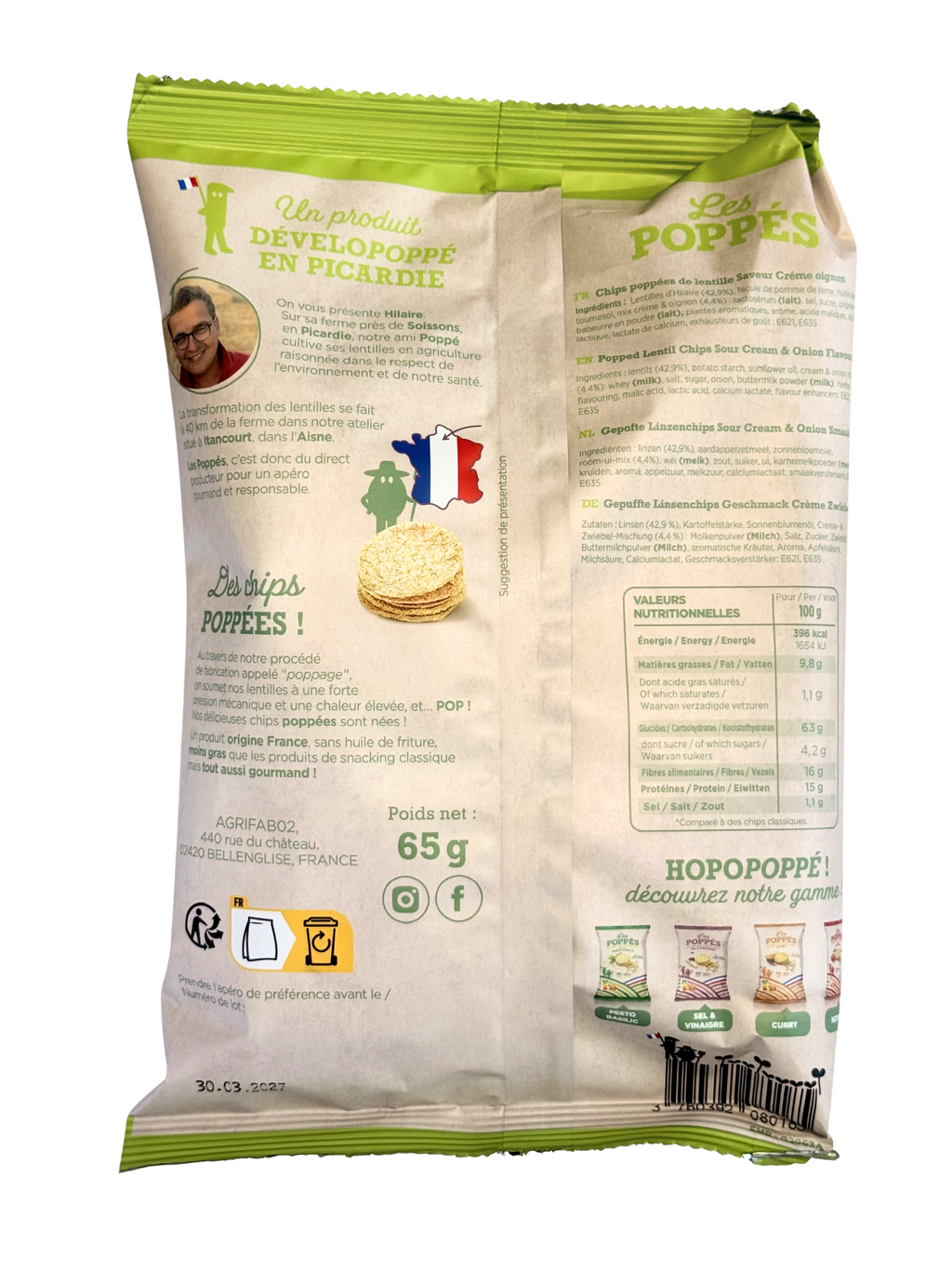 Chips de lentilles Crème oignon Les Poppés - Picardie