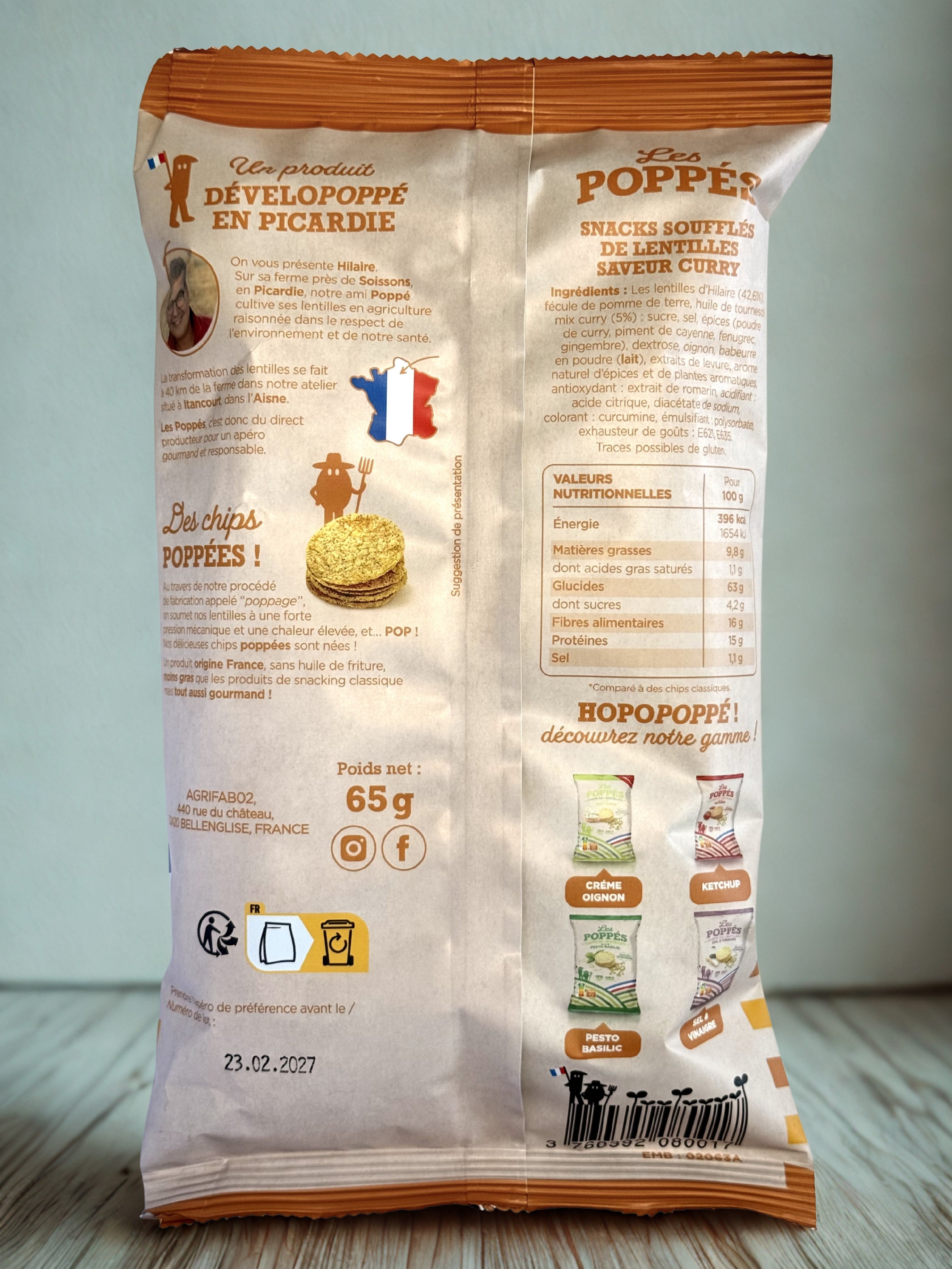 Chips de lentilles Curry Les Poppés -Picardie