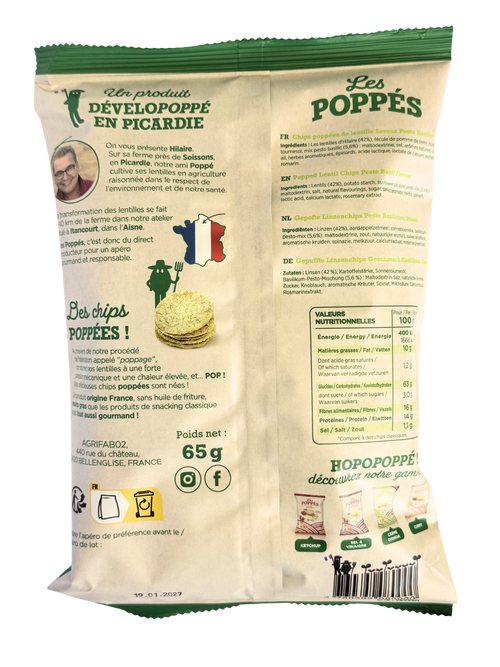 Chips de lentilles Poppés Pesto - Picardie
