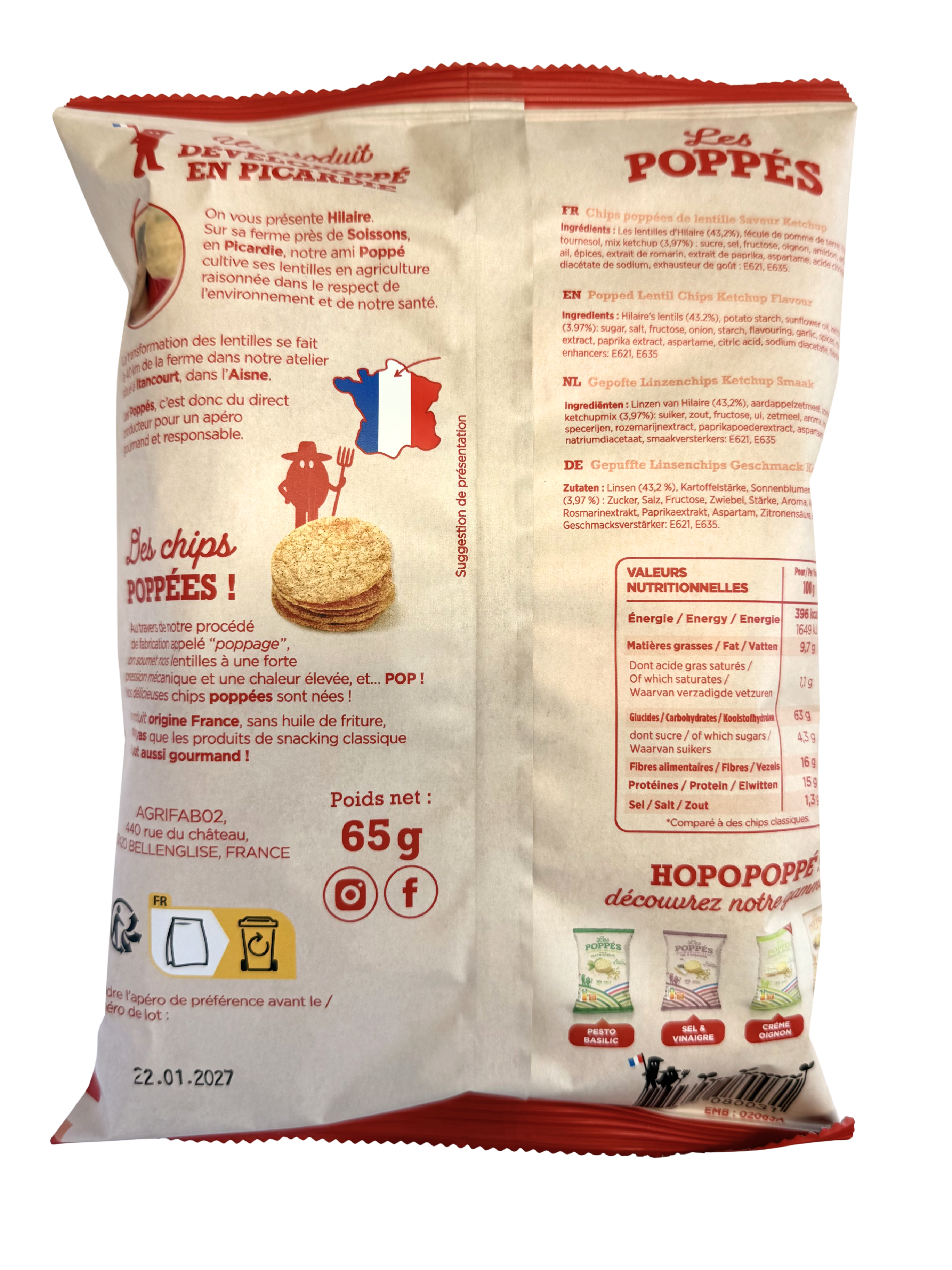 Chips de lentilles Ketchup Les Poppés - Picardie