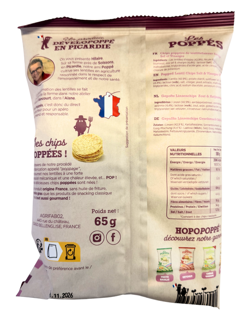 Chips de lentilles Sel & vinaigre Les Poppés - Picardie