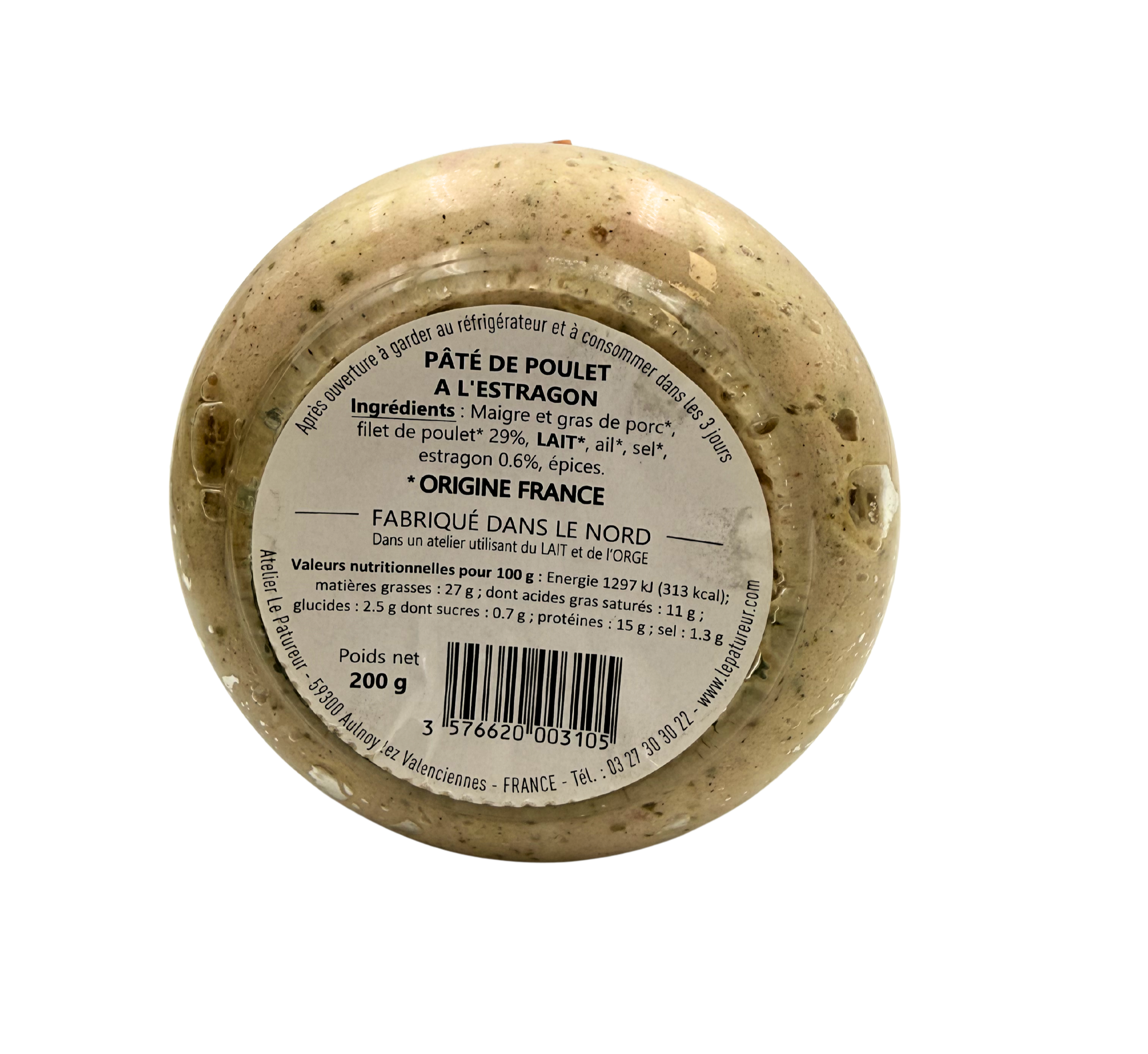 Pâté Poulet à l'estragon - Le Patureur - Nord - Hauts de France